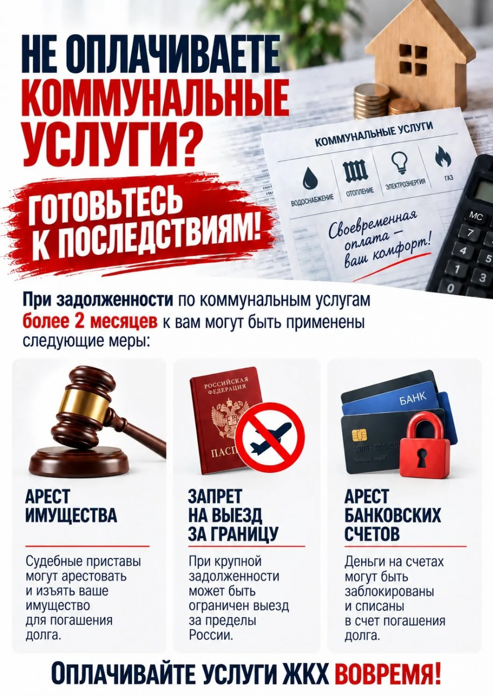 НЕ ОПЛАЧИВАЕТЕ КОММУНАЛЬНЫЕ УСЛУГИ? ГОТОВЬТЕСЬ К ПОСЛЕДСТВИЯМ!